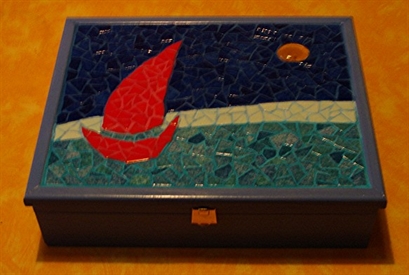 Boîte à thé - Emaux de briare, émaux de verre, perle de verre - dimensions 30 x 24 cm